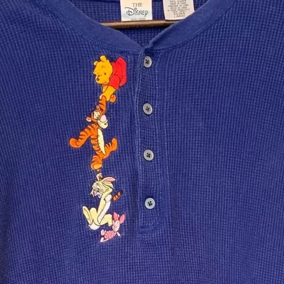 Disney Store Blue Thermal Henley Pooh & Friends Size XL Long Sleeve Shirt - Picture 4 of 7